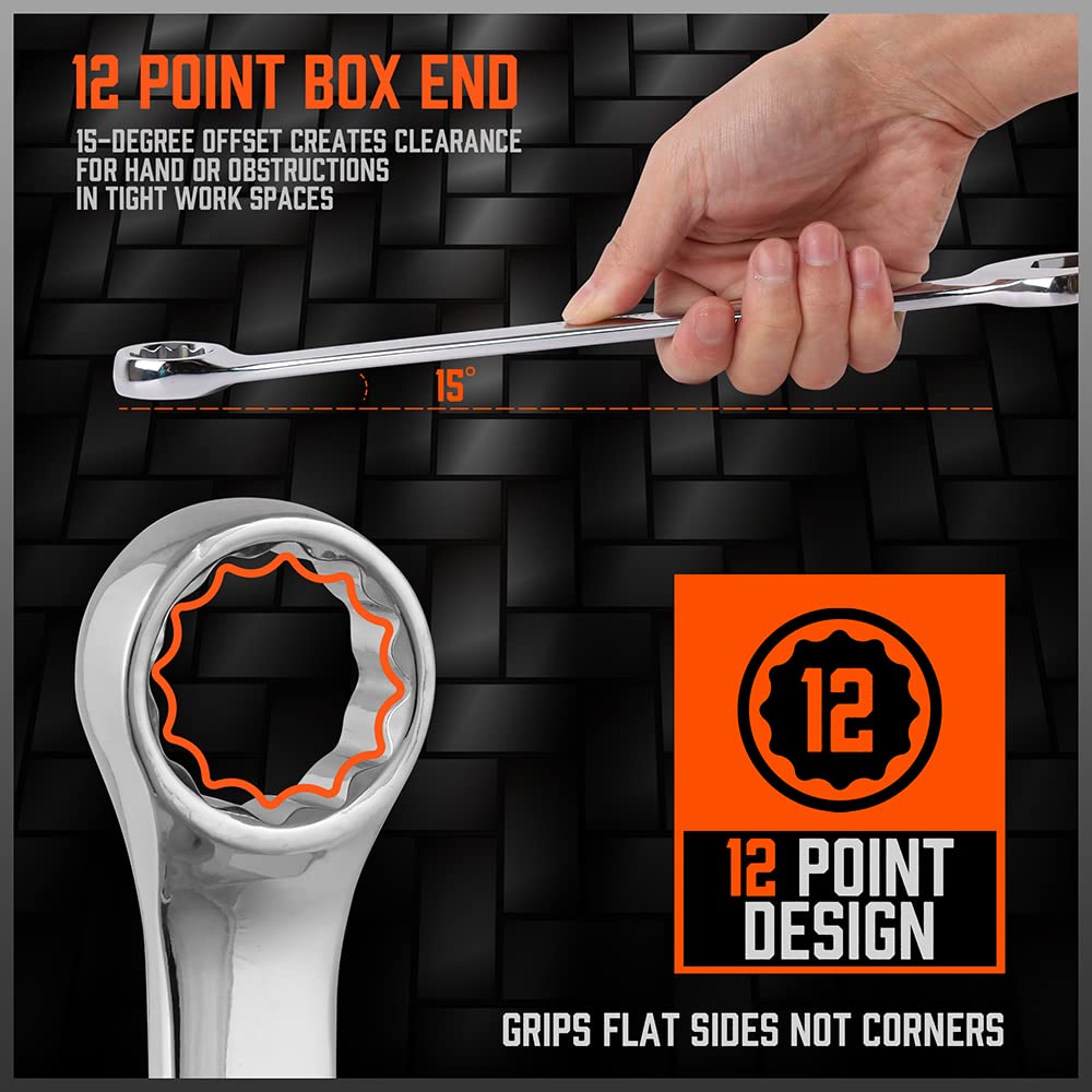 HORUSDY offset 15-degree box end ideal for tight spaces and reach