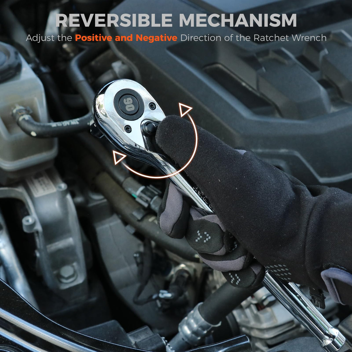 HORUSDY quick-release button allows one-handed socket exchanges.
