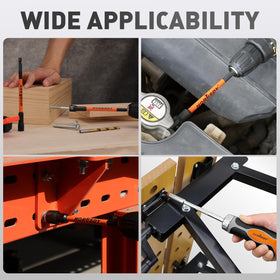 HORUSDY 14 phosphate-coated bits cover Torx, Hex, and Phillips tasks.