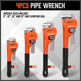HORUSDY 12in pipe wrench displaying precise teeth for firm grip