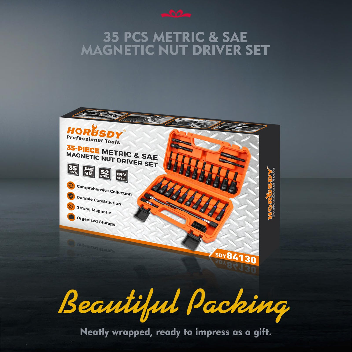 HORUSDY portable toolbox keeps tools organized for on-site work.
