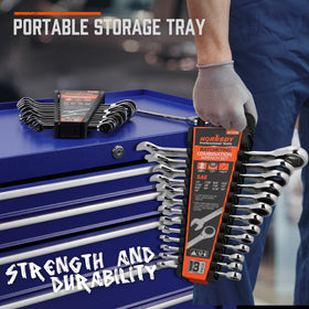 Premium chrome-vanadium HORUSDY steel resists wear under tough jobs.