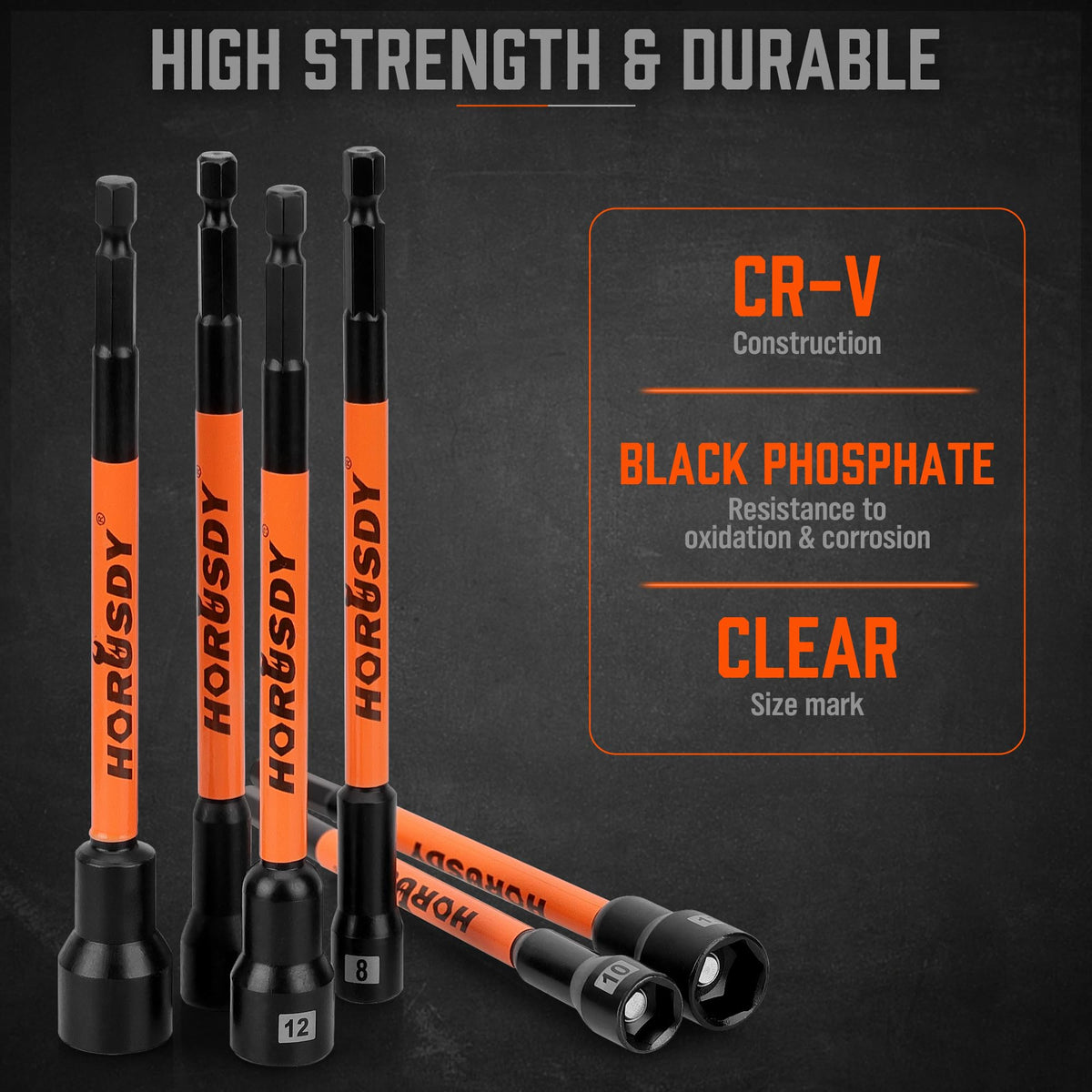 Horusdy quick-change hex shank enables fast tool swaps.