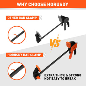 HORUSDY quick-release button enables fast clamp adjustments.