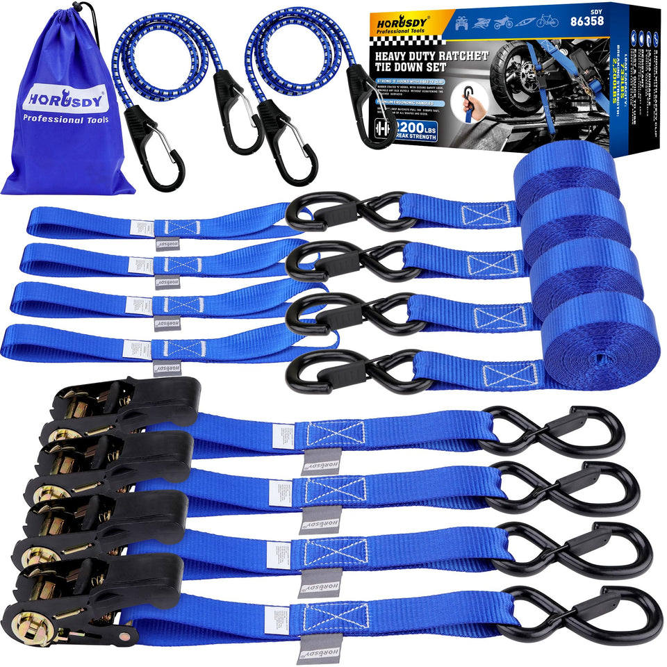 HORUSDY ratchet straps 4-pack for heavy-duty vehicle securing