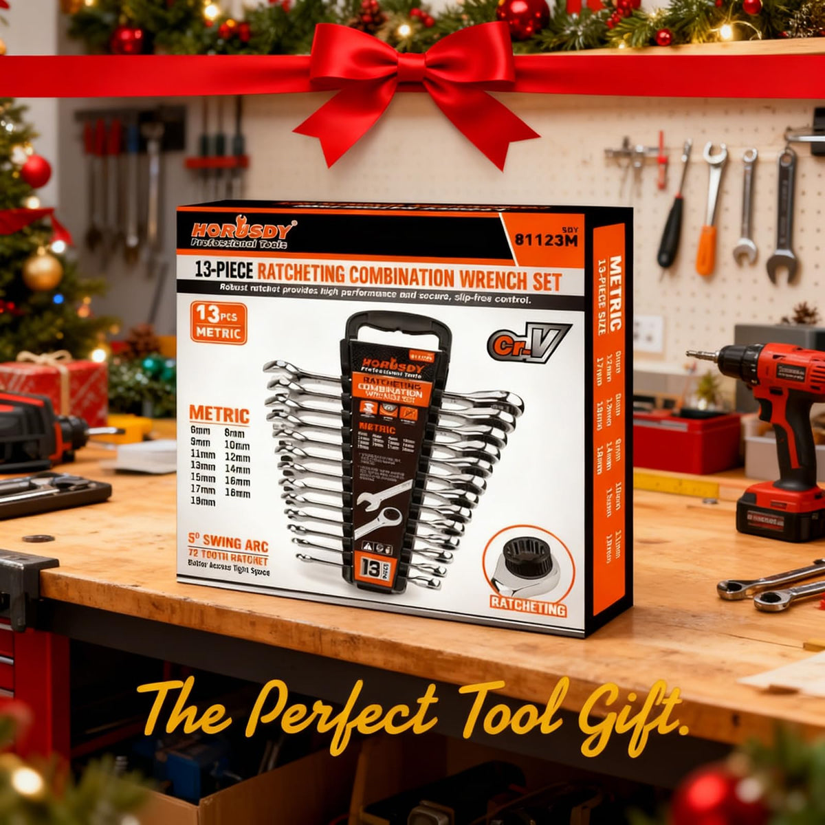 HORUSDY wrench organizer rack keeps tools neatly arranged and accessible