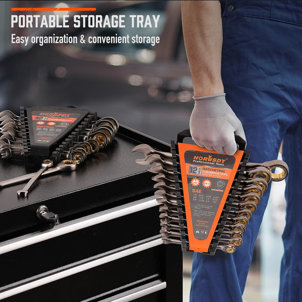 HORUSDY wrench set in use showing practical leverage