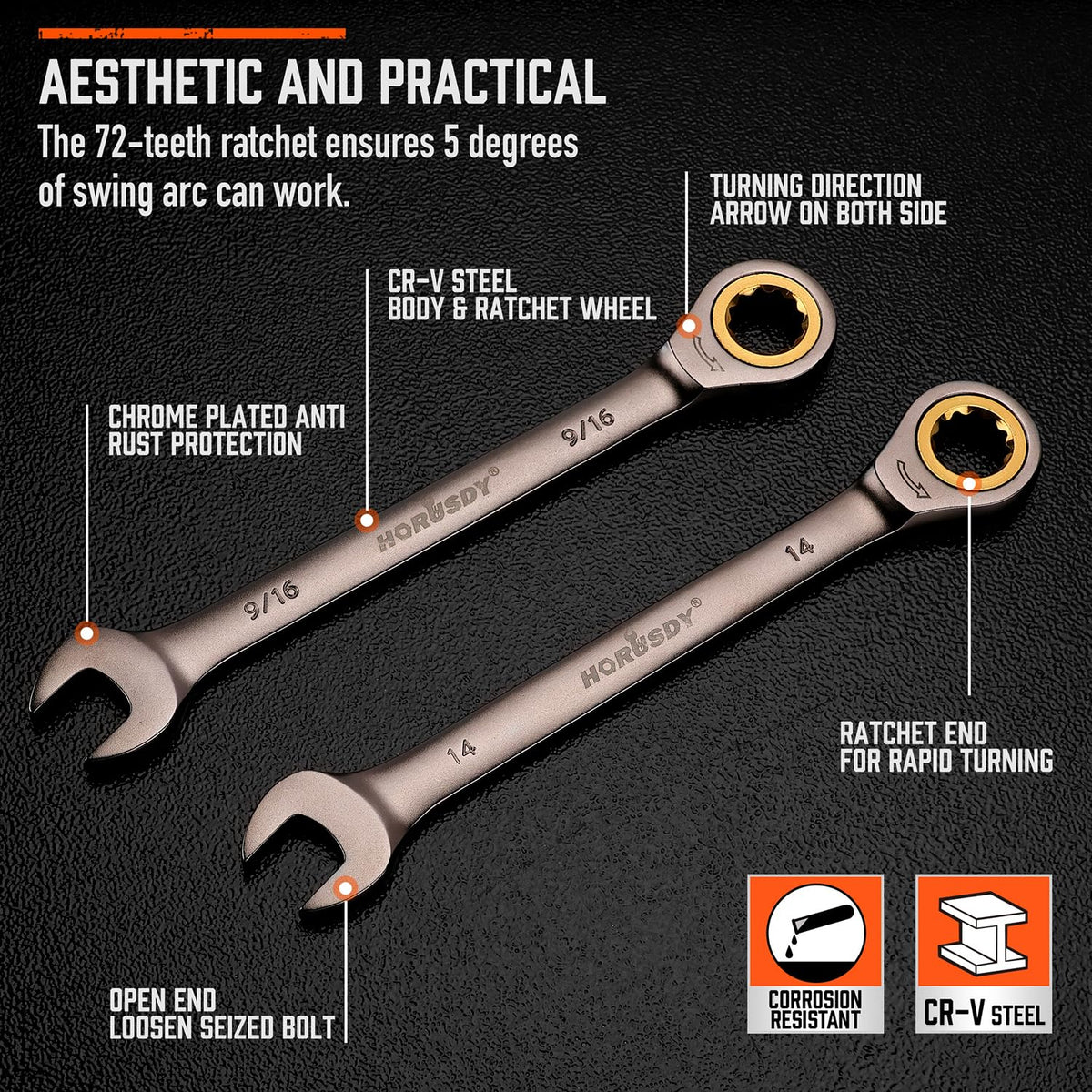 HORUSDY long-lever design provides extra torque