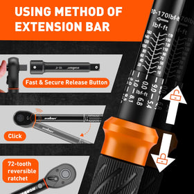 HORUSDY reversible ratchet head offers versatile torque adjustments.