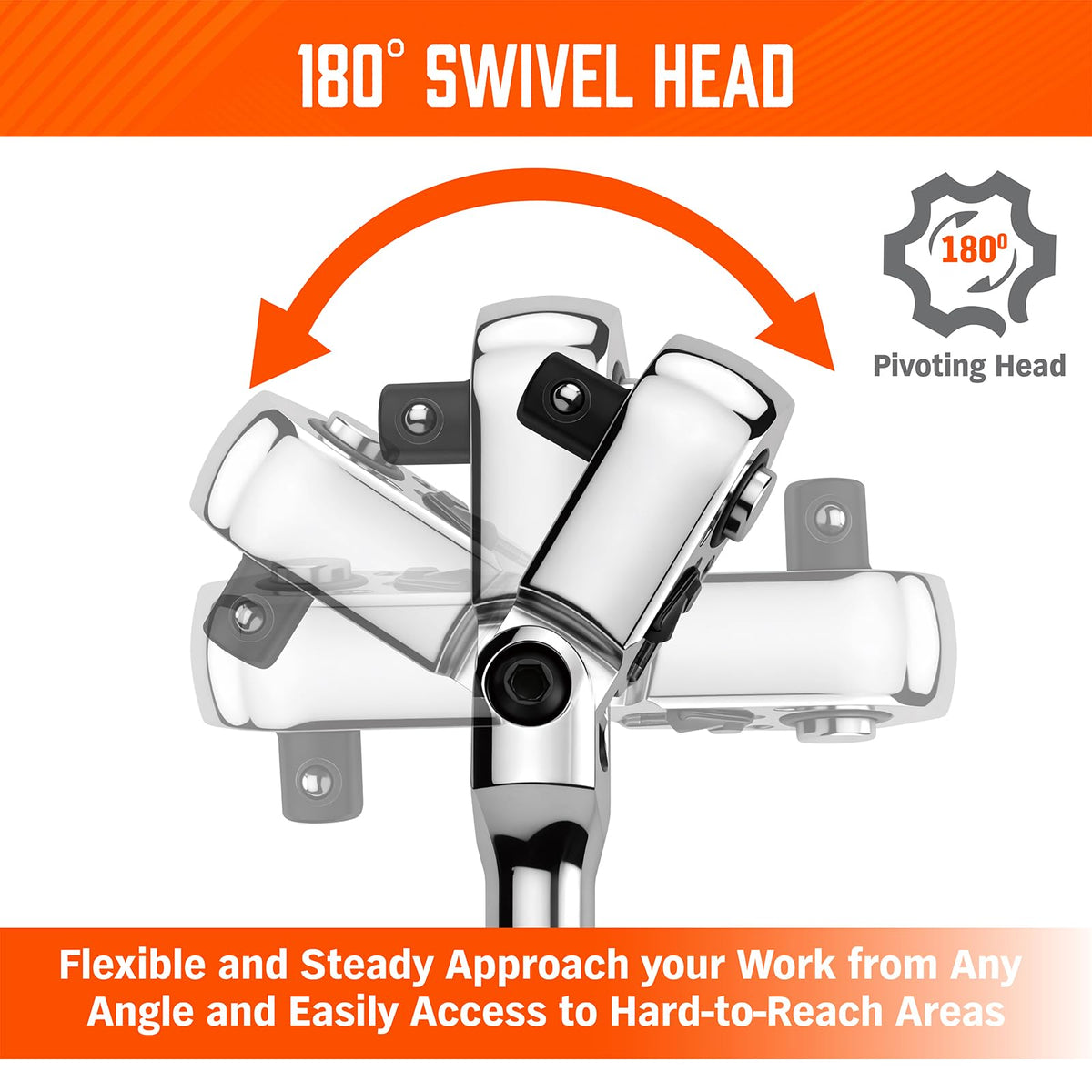 HORUSDY reversible-switch ratchet enables easy tightening and loosening on the fly.