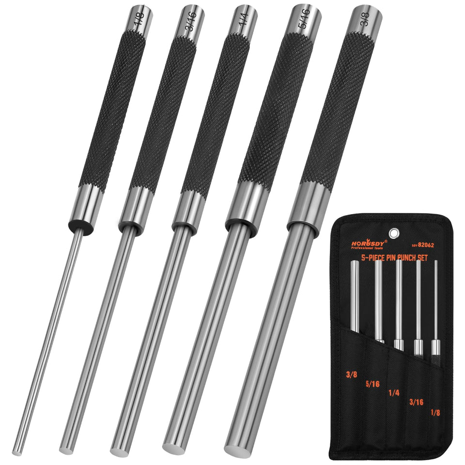 HORUSDY roll pin punch set 8-inch with 1/8 inch tip for precise pin alignment