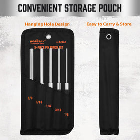 HORUSDY roll pin punch set red storage pouch keeps tools organized