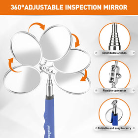 HORUSDY rotating mirror neck provides 360° flexibility for better visibility.