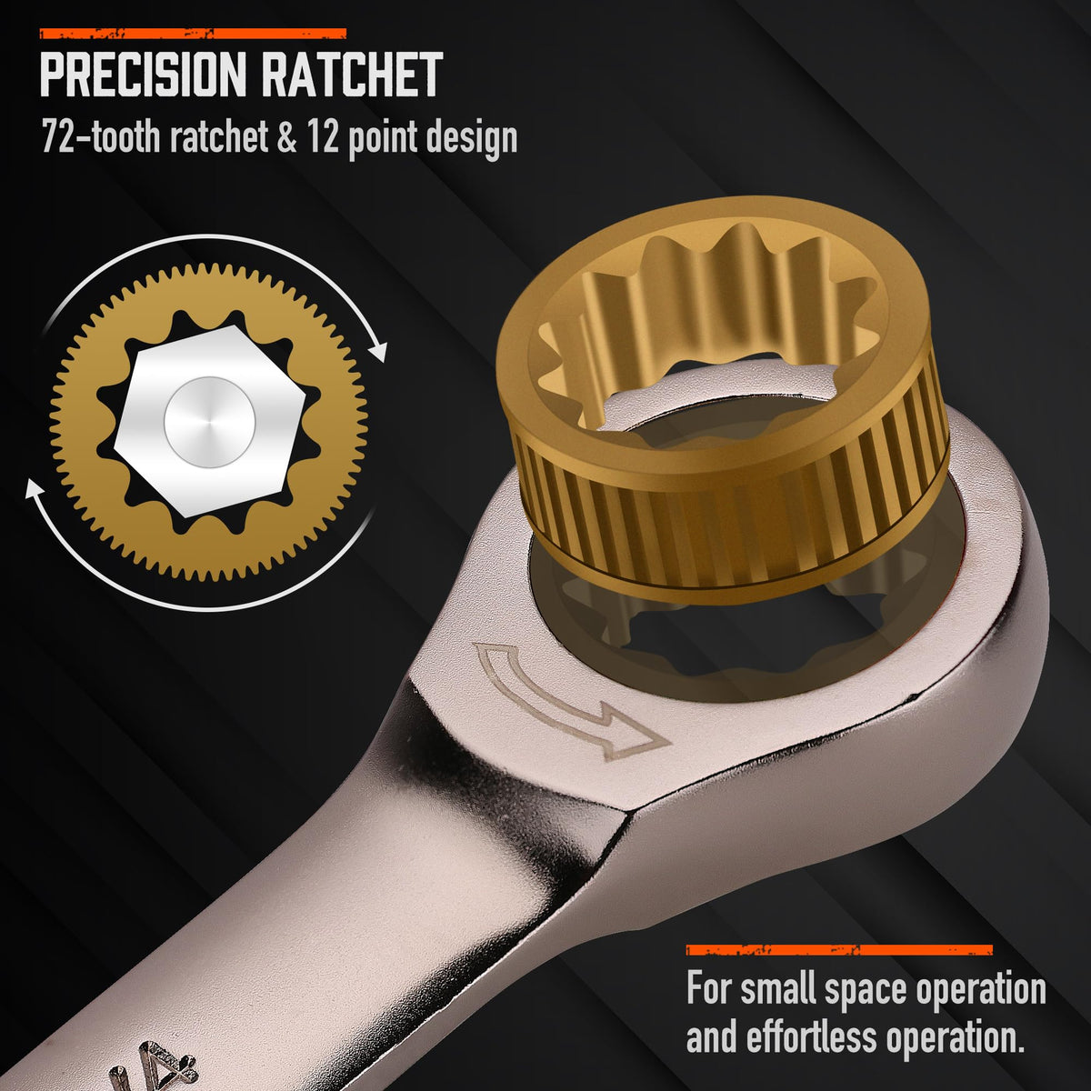 HORUSDY wrenches laid out from 1/4 to 7/8 inch SAE sizes