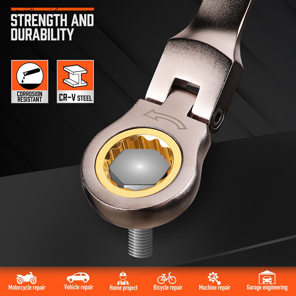 HORUSDY SAE wrenches 1/4–7/8 in expand versatility for household fixes.