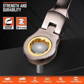 HORUSDY SAE wrenches 1/4–7/8 in expand versatility for household fixes.