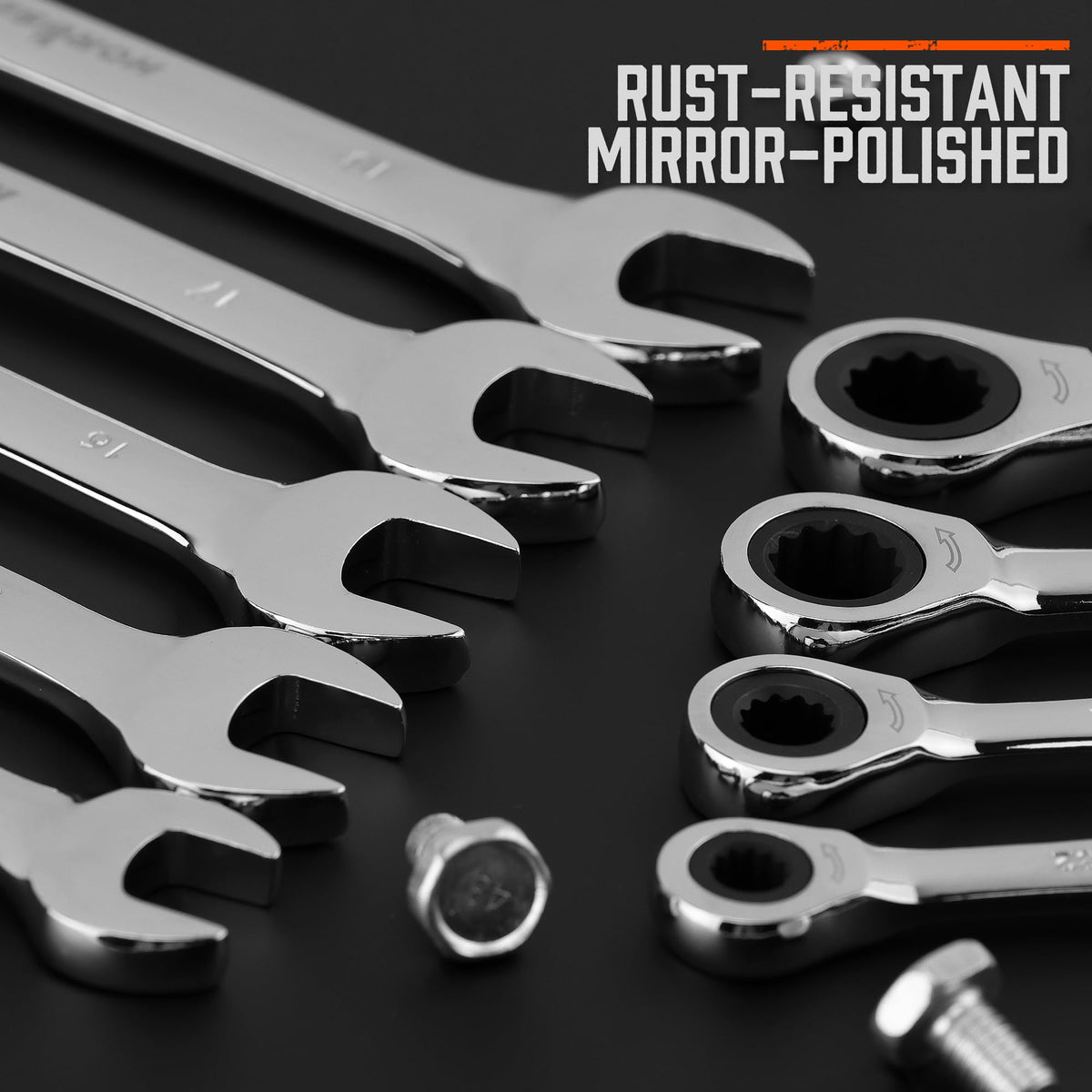 HORUSDY SAE wrenches 1/4–3/4 inch for common fasteners.