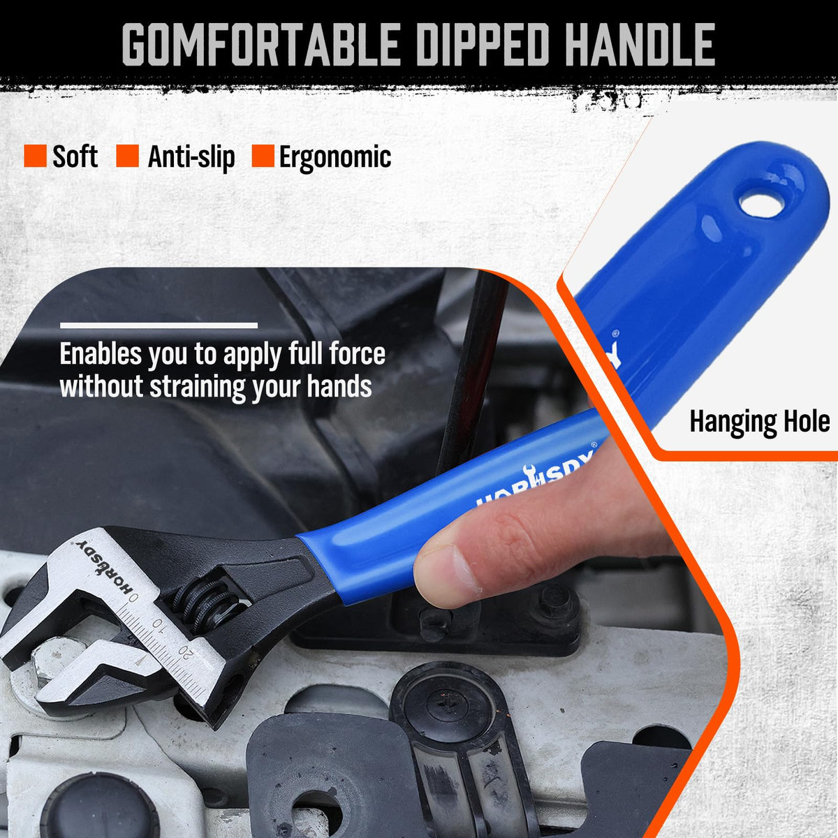 HORUSDY smooth-sliding jaw enables precise adjustment and grip.