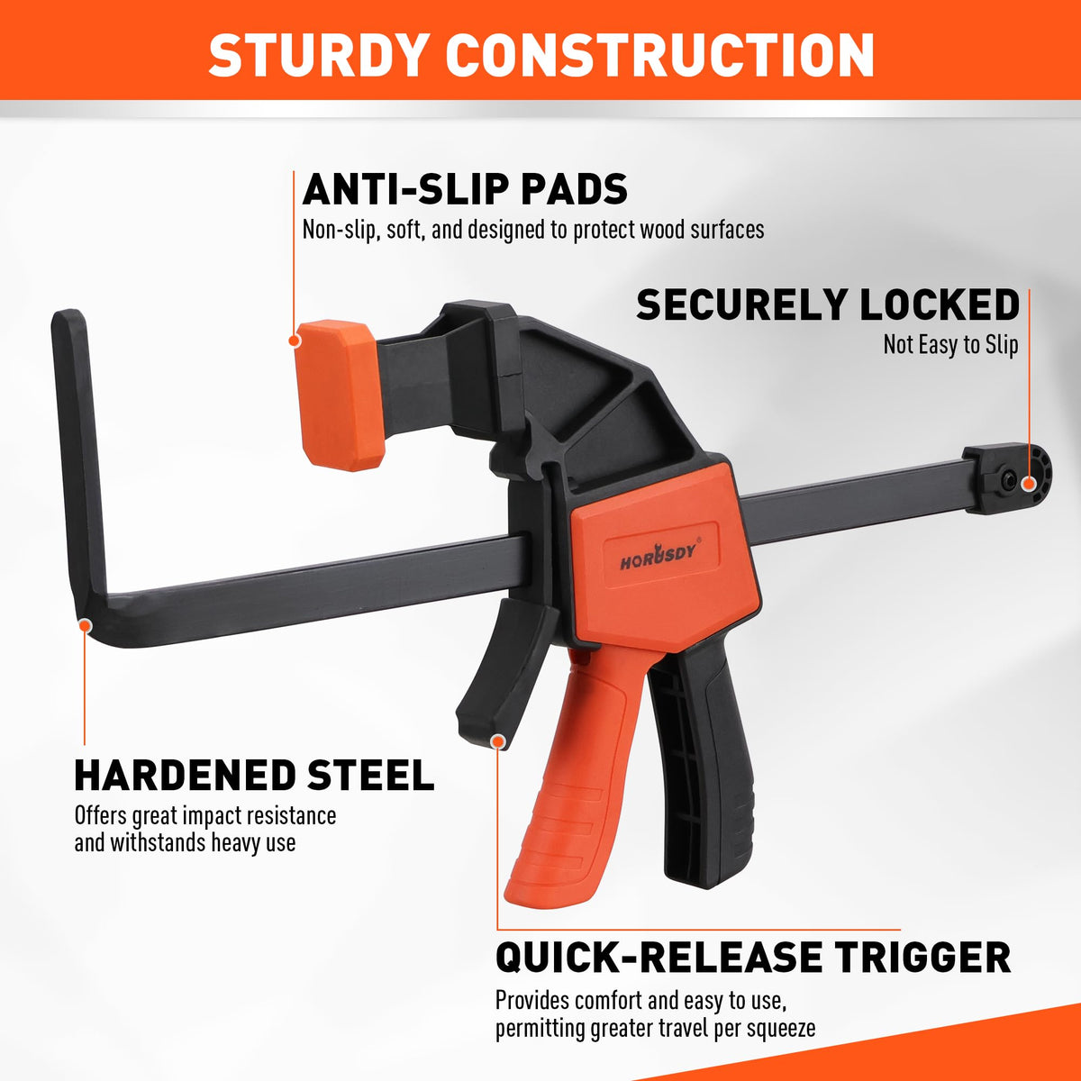 HORUSDY soft-pad handle protects surfaces during tightening and reduces marring.