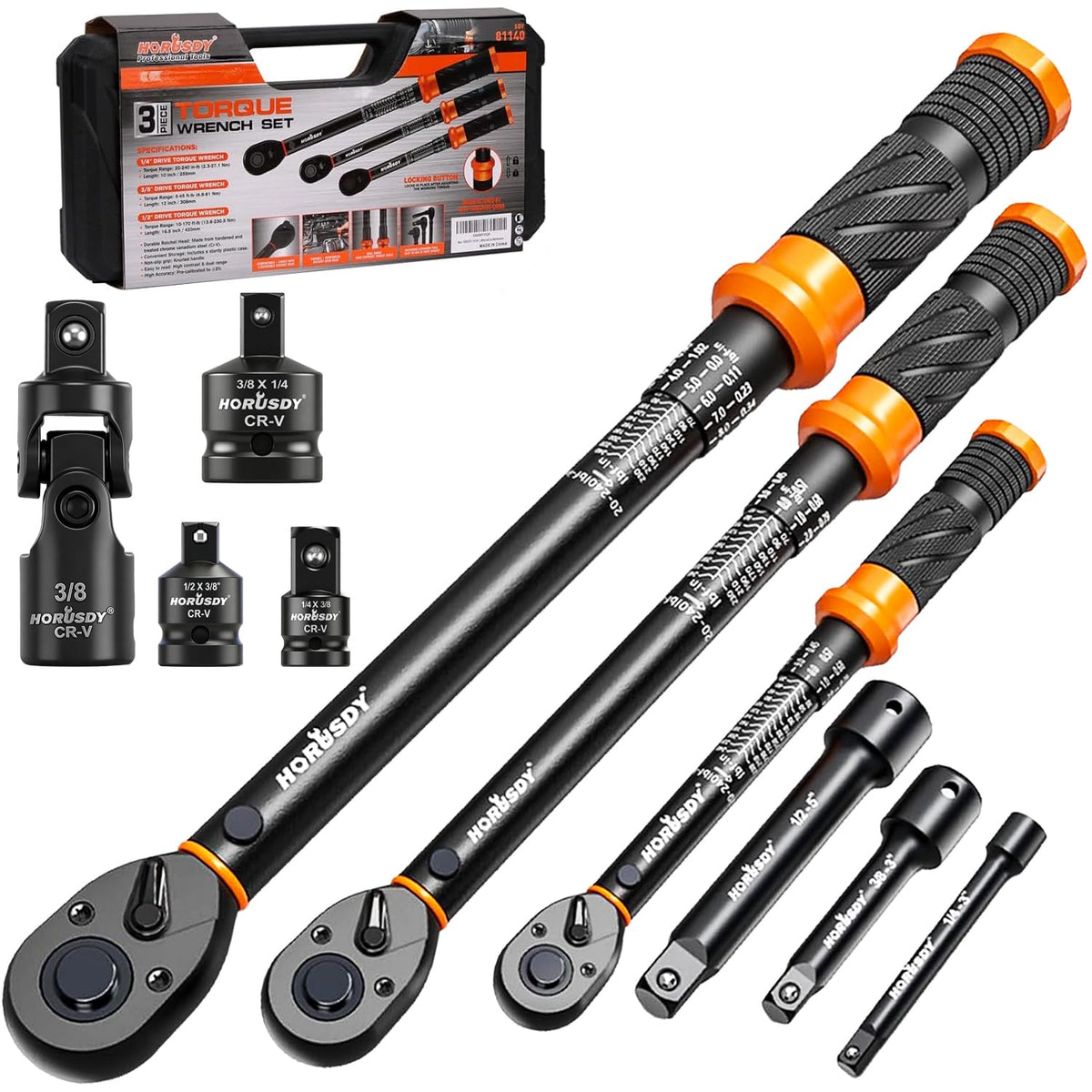 HORUSDY torque wrench set with 1/4 drive for precise small-fastener work