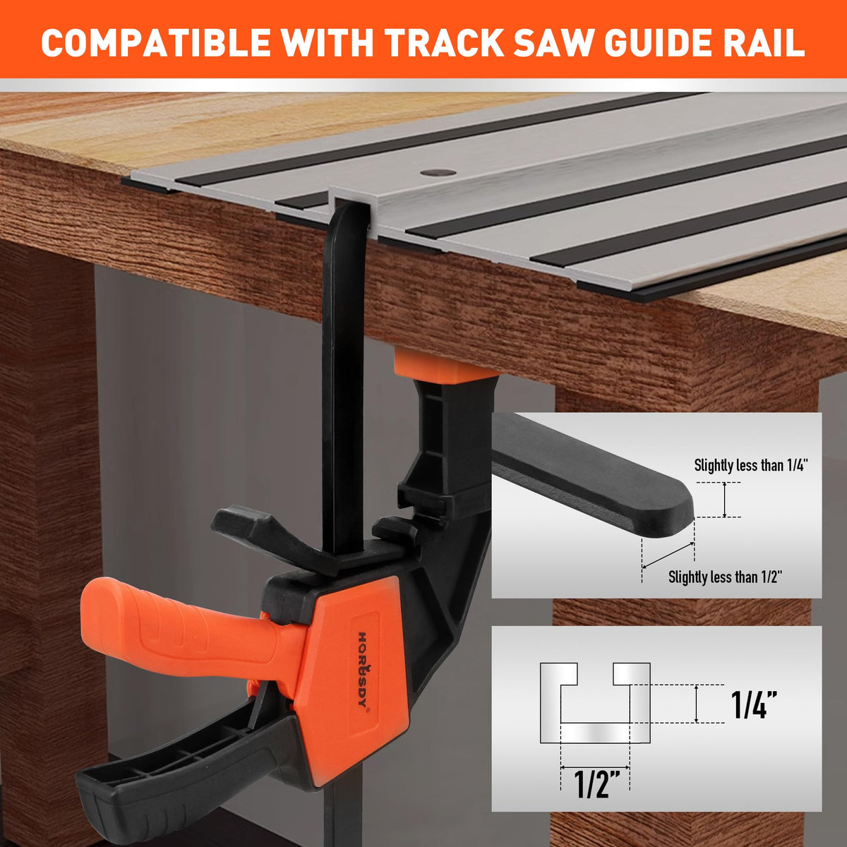 HORUSDY two-pack clamps ready to handle varied workpiece sizes.