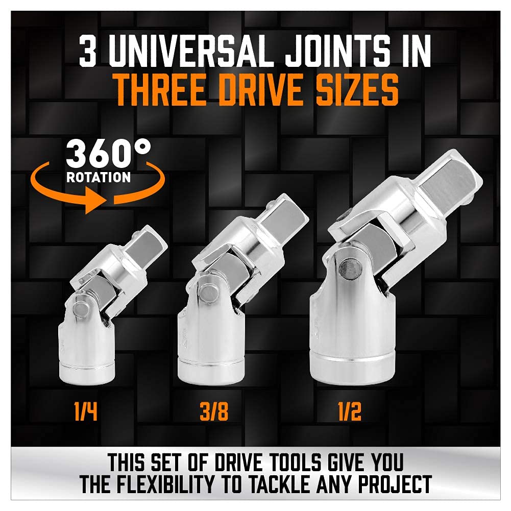 HORUSDY universal joint demonstrates versatile angles for stubborn fasteners
