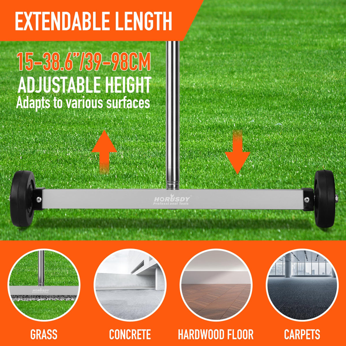 HORUSDY wide-magnet coverage speeds up cleanup across floors and work areas.