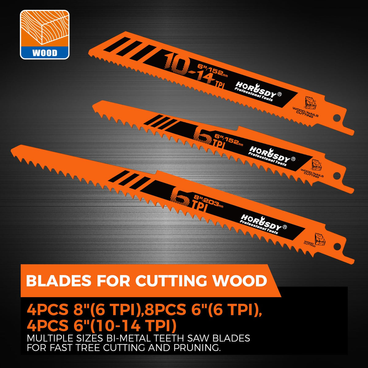 HORUSDY wood blades 8-inch for smooth, controlled wood cuts
