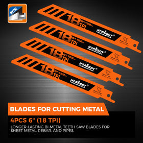 HORUSDY wood-soft-metal blades 6-inch versatile cuts in wood and soft metal