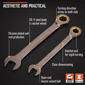Longer HORUSDY wrench handles improving leverage on tough bolts