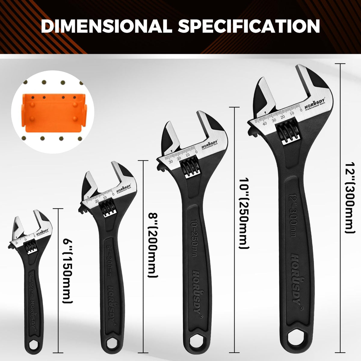 HORUSDY 10-inch wrench ideal for bigger nuts with smooth operation