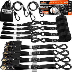HORUSDY ratchet straps 4-pack folded, ready for quick cargo securing.