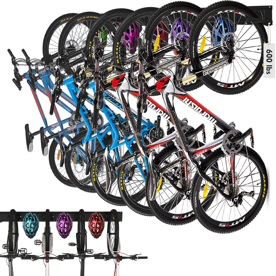 HORUSDY stainless steel bike storage rack with 64inch rail for organized garage use