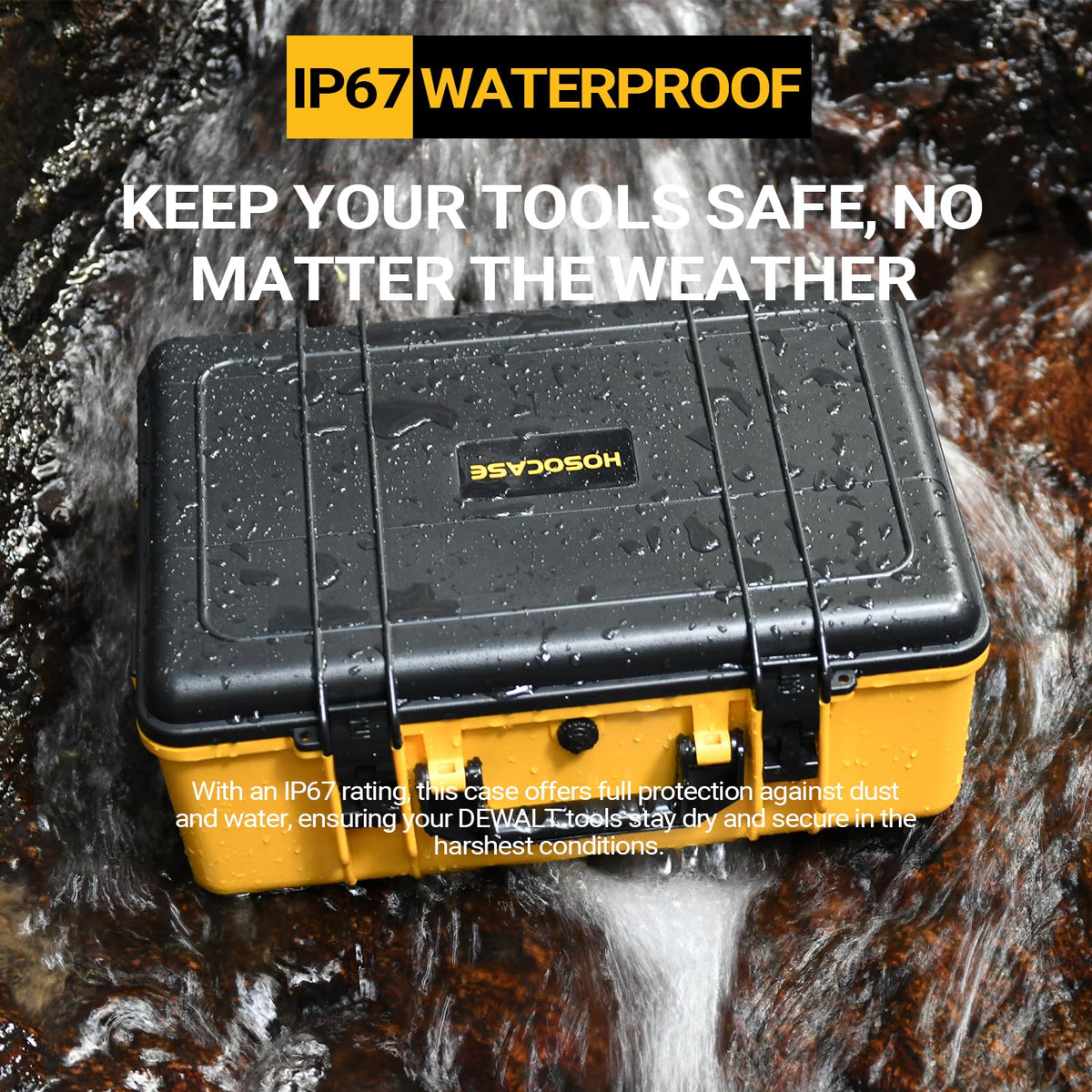 HOSOCASE interior slots for batteries and chargers in the Dewalt case