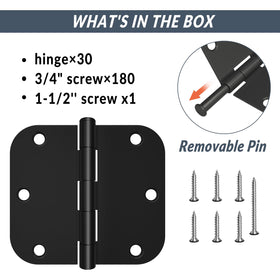 HOSOM black hinges feature six mounting holes for secure installation.