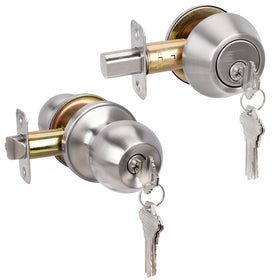 HOSOM exterior lock set overview with satin nickel finish for secure entry.