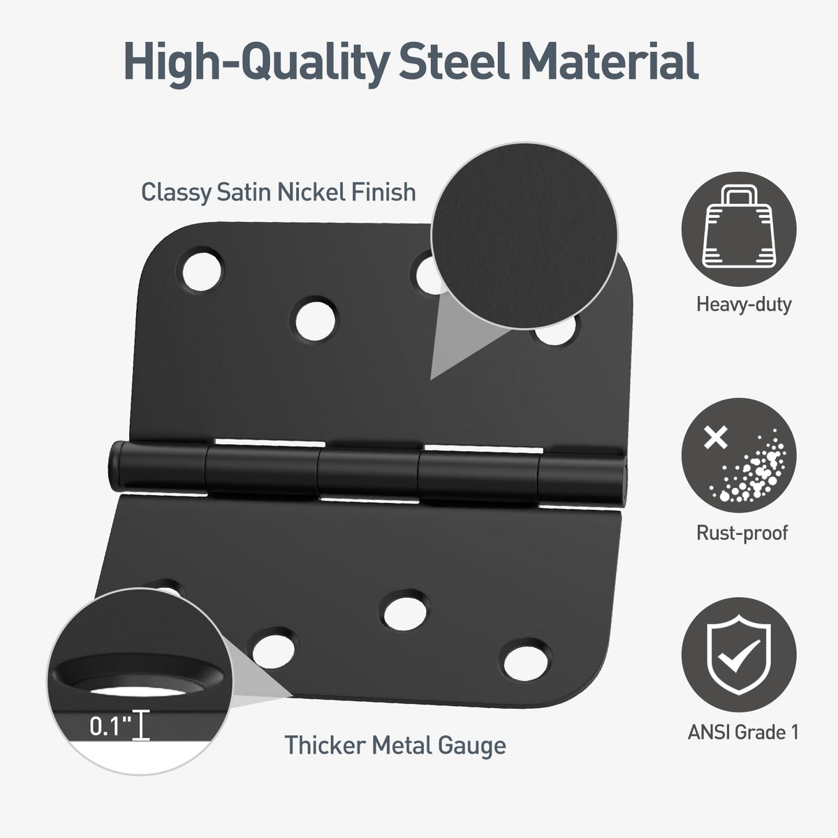HOSOM removable-pin hinges enable easy door removal or stopper installation.
