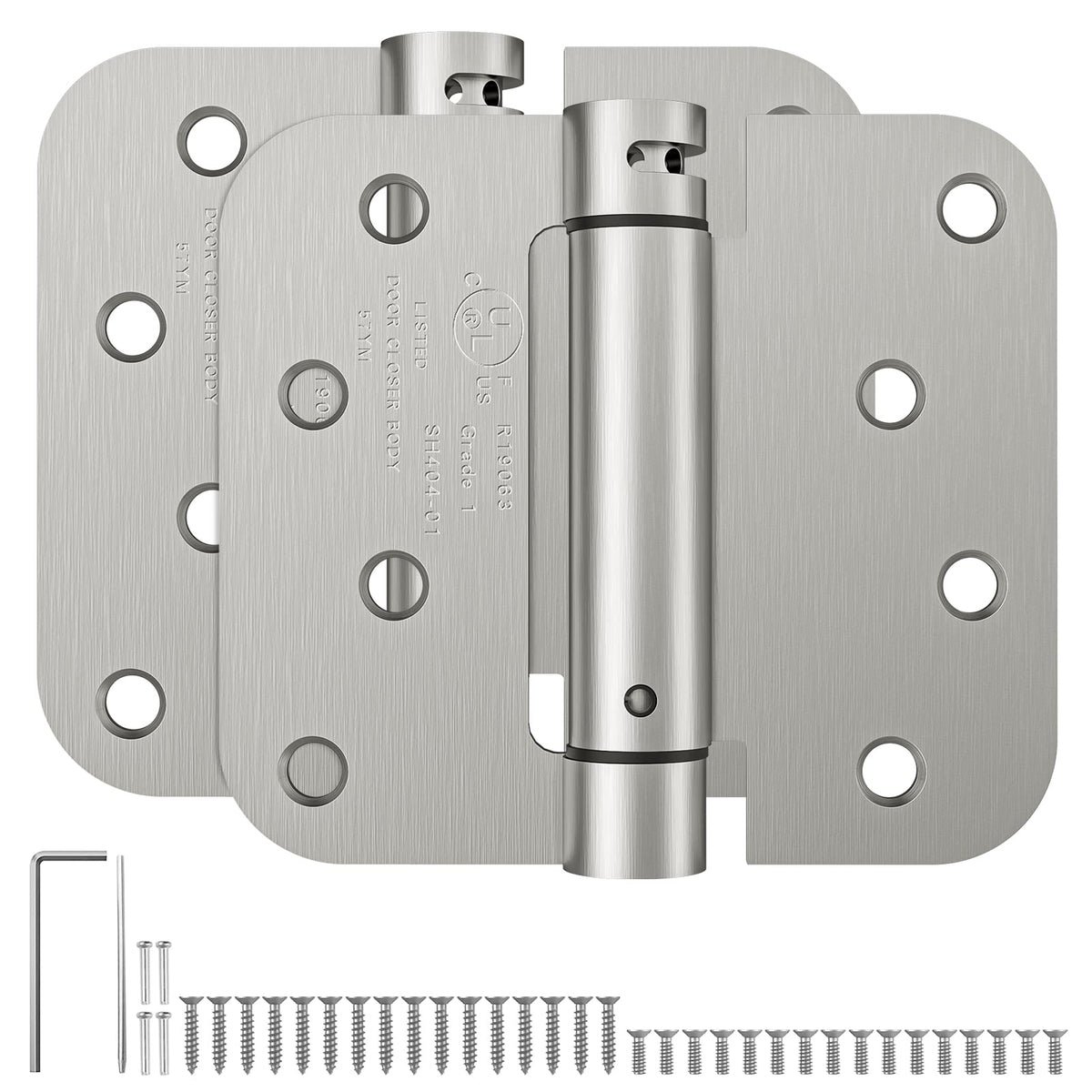 HOSOM self-closing hinge 4in left, brushed nickel, ideal for high-traffic doors.