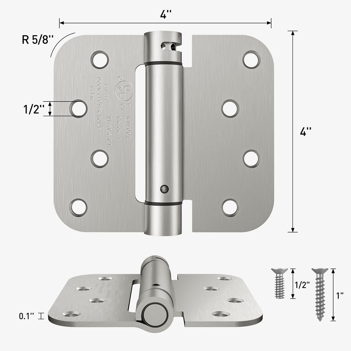 HOSOM self-closing hinge 4in right, brushed nickel, ensures smooth closure.