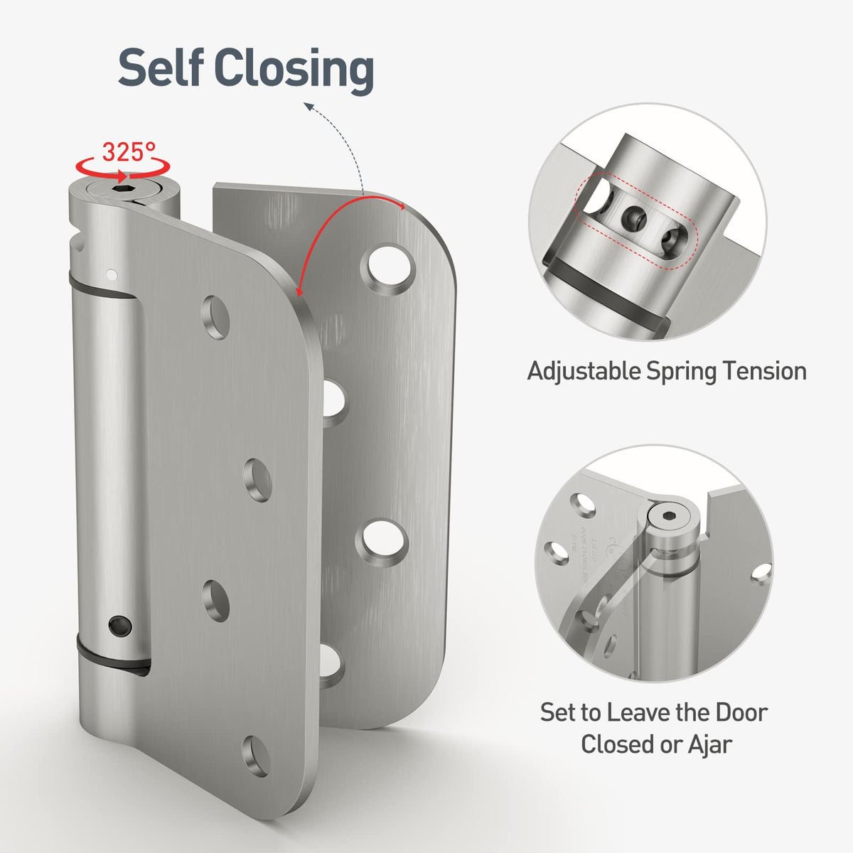 HOSOM tension-adjustable hinge 4in, easy to set closing force.