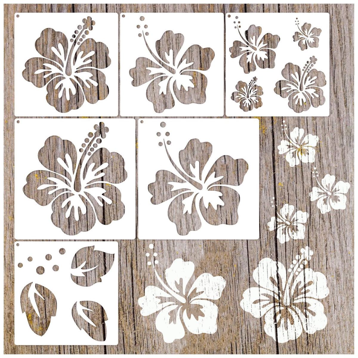 Hosomono hibiscus stencil small 11.8x11.8 inches for versatile patterns