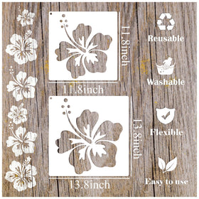 Hosomono hibiscus stencil small 11.8x11.8 inches for fabric projects