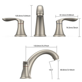 Hosslly widespread faucet with 3-hole installation for flexible mounting.