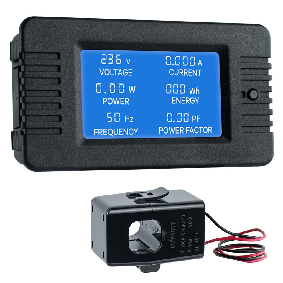 Hosyond AC80-260V power monitor front display showing real-time readings