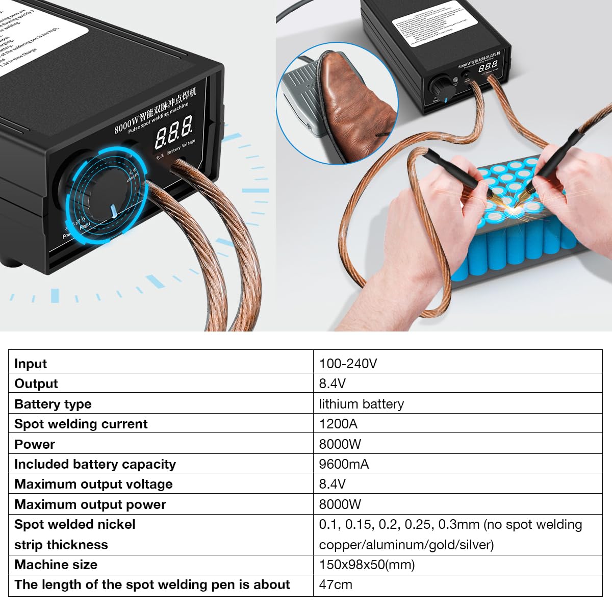 Hosyond rechargeable welder with onboard lithium battery for portability.