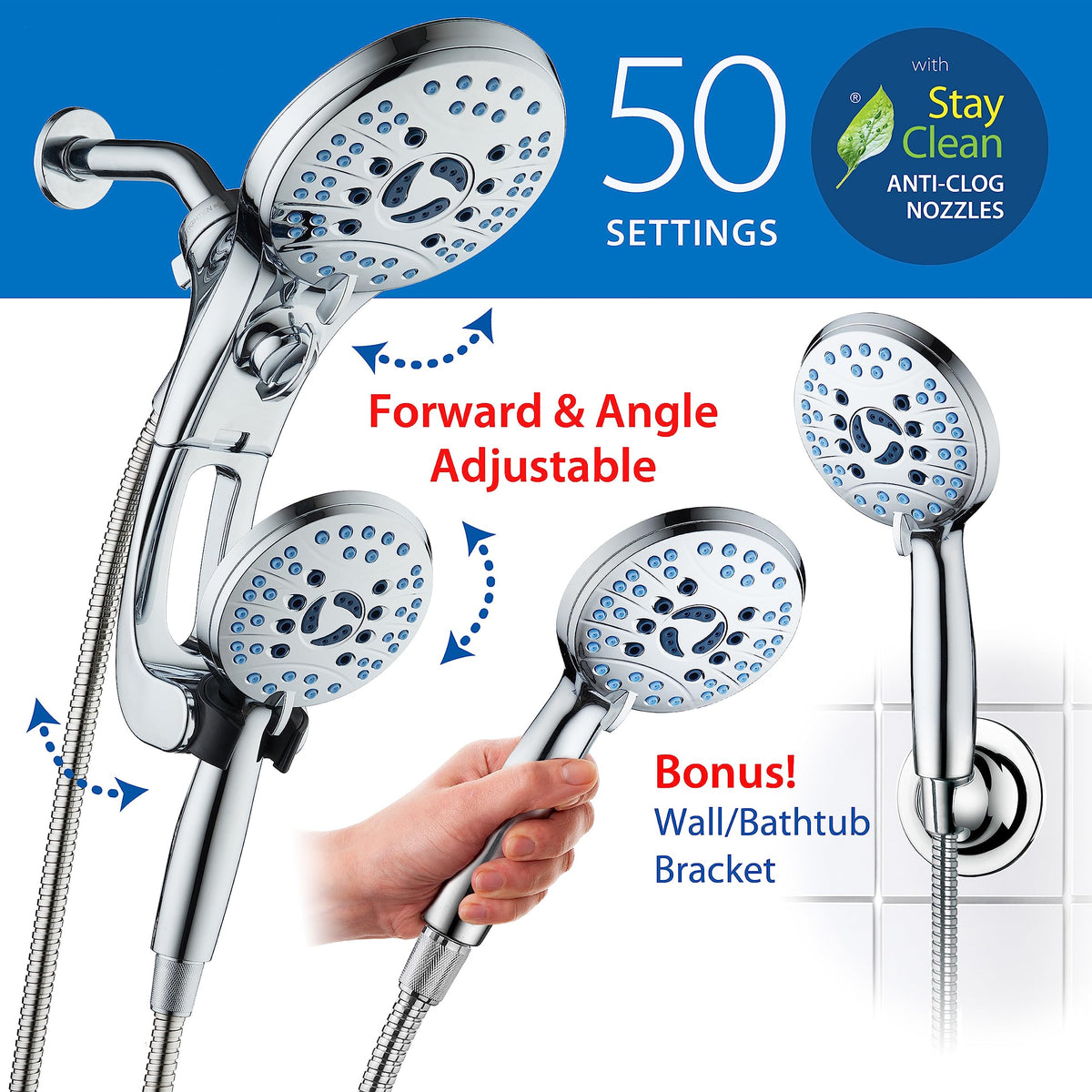 Hotel Spa AquaCare 6 ft hose adds mobility for hard-to-reach areas