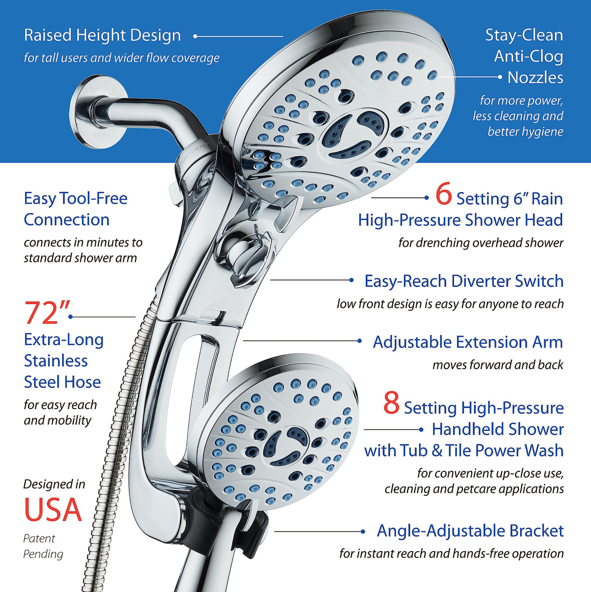 Hotel Spa AquaCare all chrome finish delivers a sleek, durable look