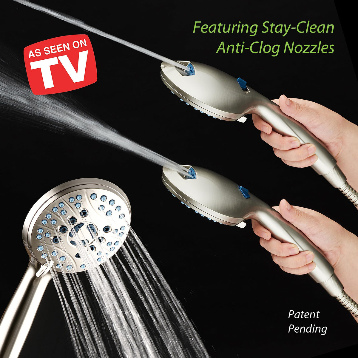 Hotel Spa AquaCare anti-clog nozzles maintain consistent spray over time.