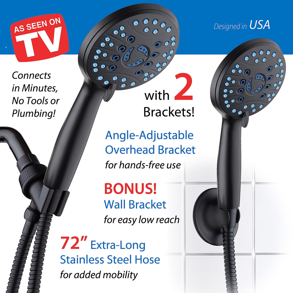 Hotel Spa AquaCare dual-width spray supports efficient shampoo rinsing.