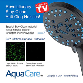 Hotel Spa AquaCare power wash cleans tub and tile from a distance.
